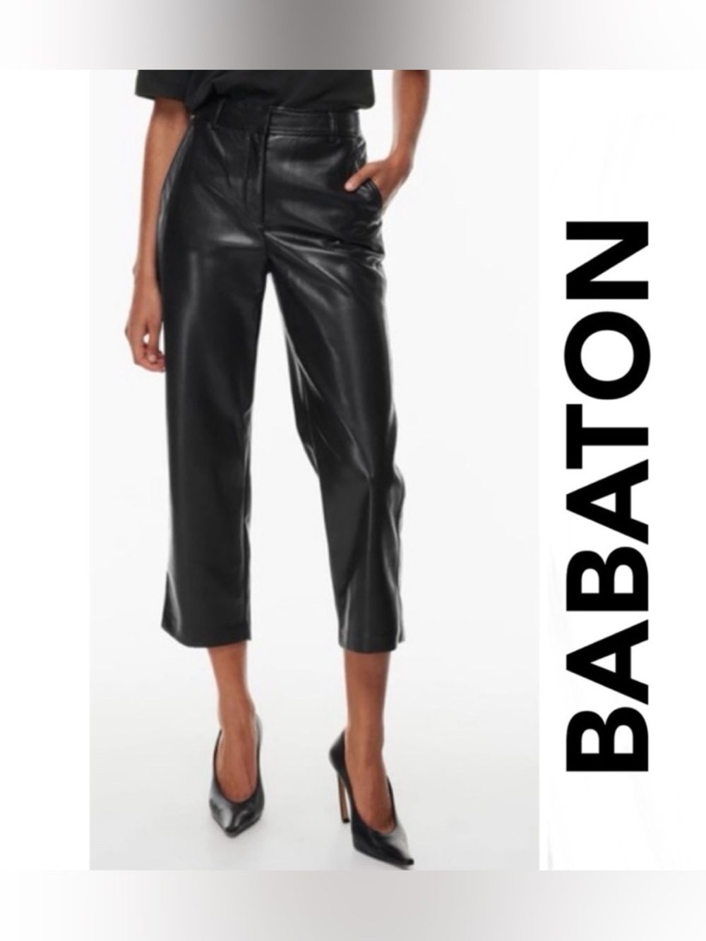 Babaton Command Cropped Leather-like Pants